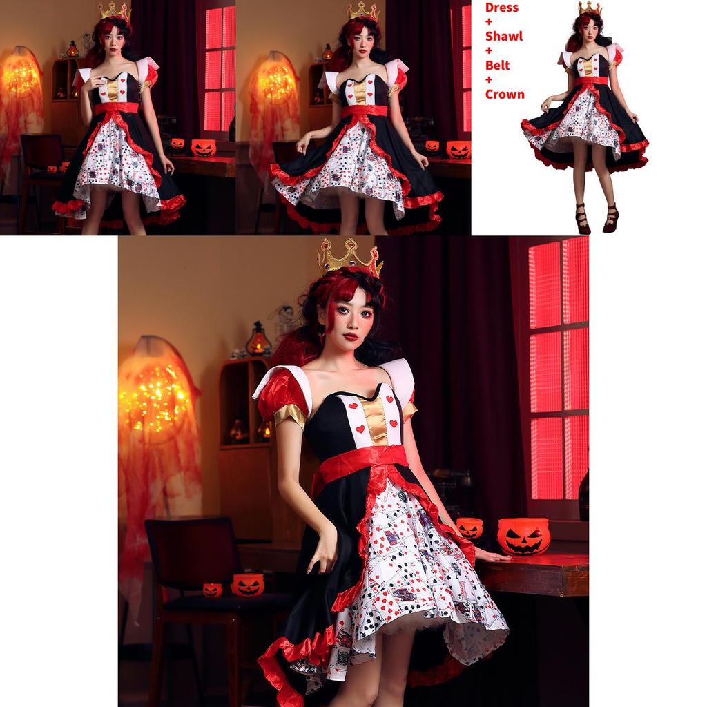Alice In Wonderland The Red Queen Costume Dress With Polyester Fabric For Halloween Stage Performance Women