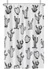 Cartoon Cactus Shower Curtain Tropical Plants Mexican Texas Minimalism Black And White Decorative Artistical Shower Curtains For