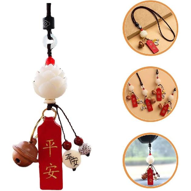 Chinese Feng Shui Decor Car Trim Beads for Rear View Mirror - Wood Accessories for Men and Women