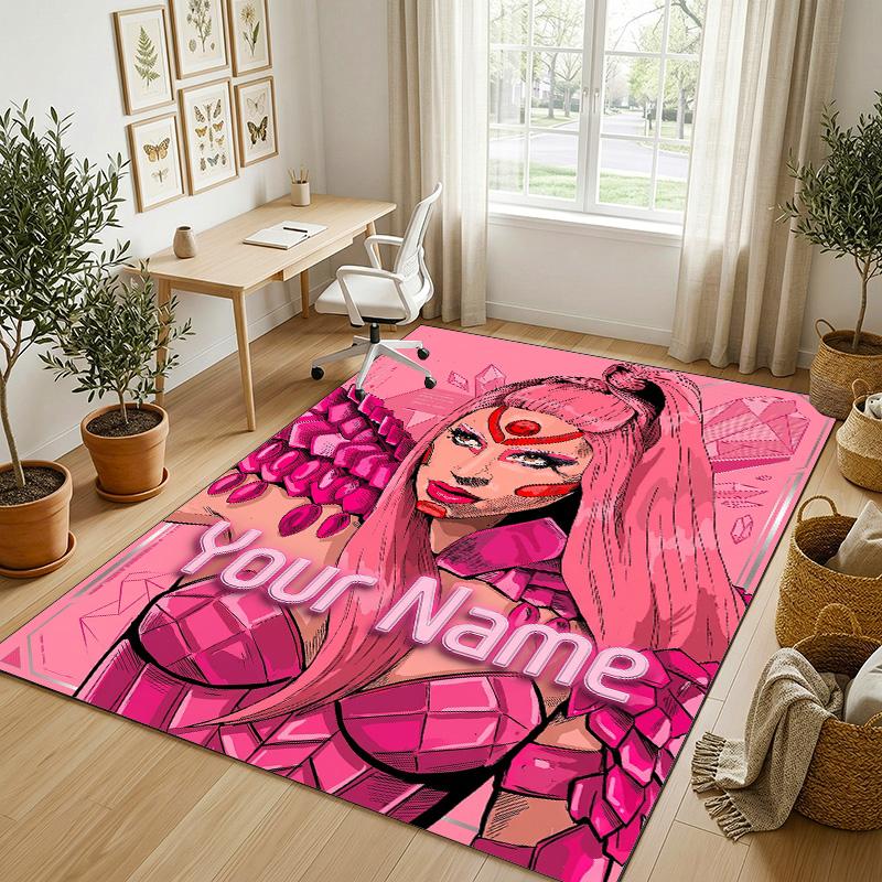 Personalized Crystal Velvet Carpet,Lady Gaga Custom Printed Name, Plush Area Rug For Home Indoor Decor