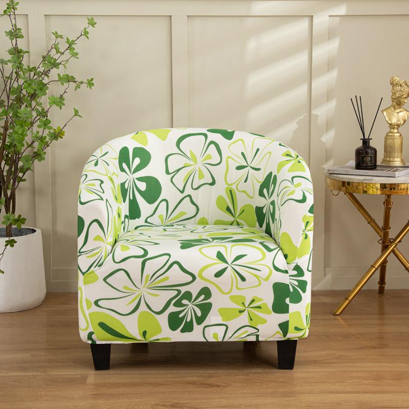 1pc Stretch Printed Club Armchair Cover Washable Tub Chair Slipcover Relax Single Chair Case for Coffee Bar Living Room Office