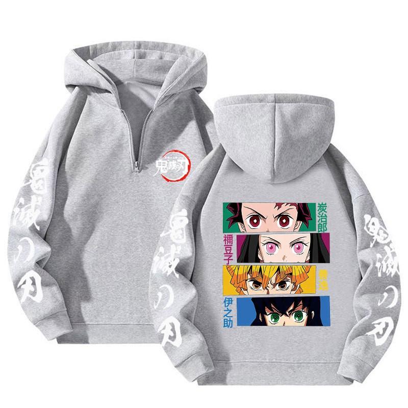 Unisex Bluza z Kapturem Anime Zapinana na Zamek Luźny Krój Długi Rękaw Bluza Jesienna Codzienna