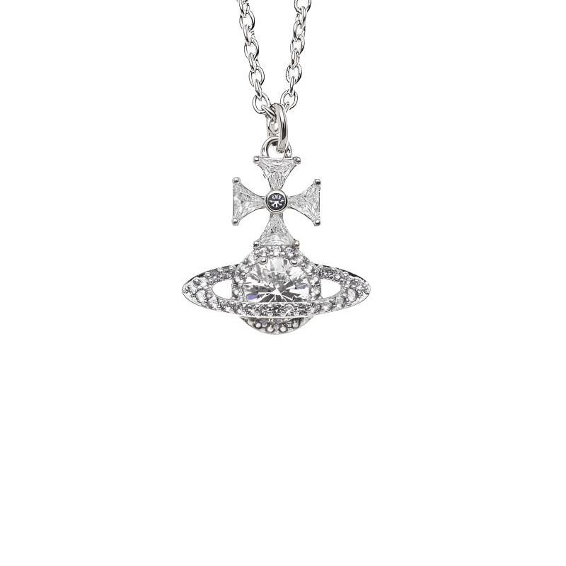 Vivienne Westwood Mila Saturn Pendant Necklace Unisex necklace Brass Silver 6301014B02P243P243