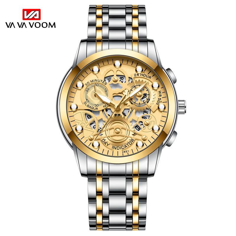 VA VA VOOM Men's Hollow Wrist Watch Student Waterproof Men's Watch Luminous Internet Celebrity Watch