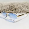 New Fashion Rimless Cat Eye Sunglasses Women Men Metal Rivet Sun Glasses Outdoor Driving Travel Beach Goggle Eyewear