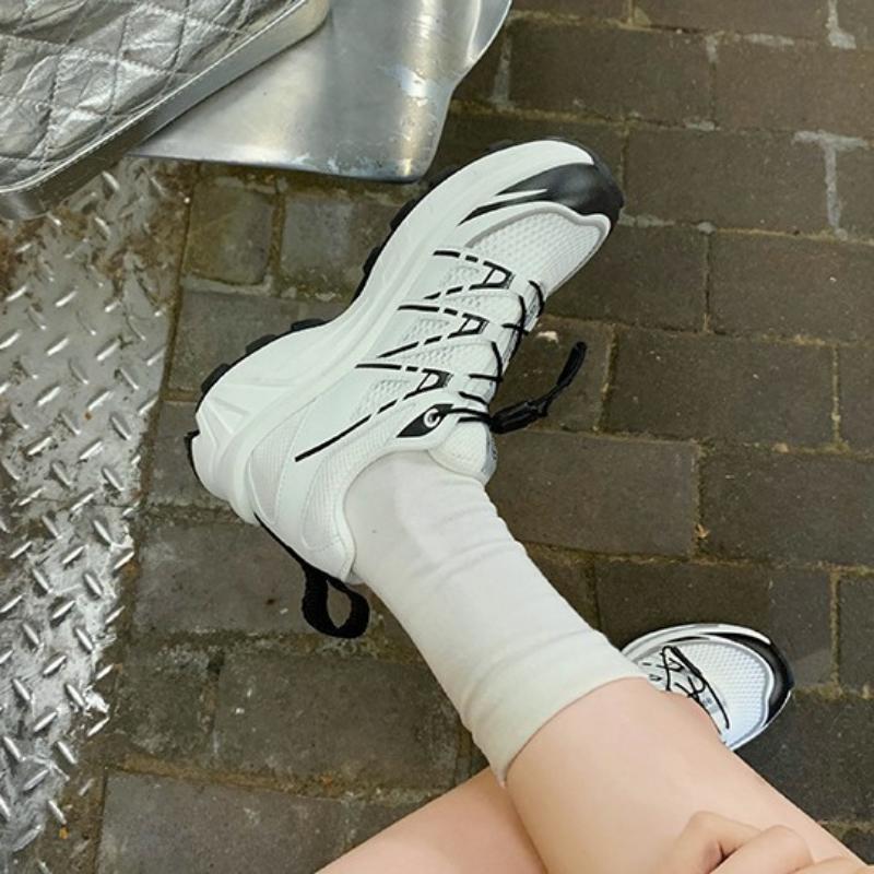 Women's All-match Casual Color Matching Thick Sole Height-enhancing Lightweight Sports Style Drawstring Dad Shoes