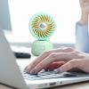Desktop Small Fan Cartoon Animal Ear Shape USB Powered Bedroom Desk Fan Adjustable Wind Speeds Anti-Slip Base Fan