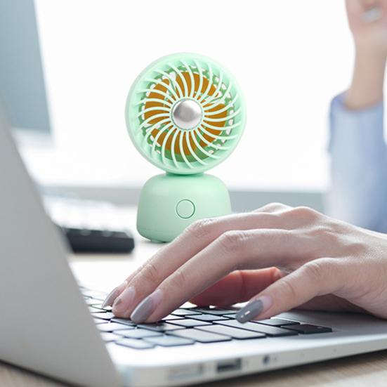 Desktop Small Fan Cartoon Animal Ear Shape USB Powered Bedroom Desk Fan Adjustable Wind Speeds Anti-Slip Base Fan