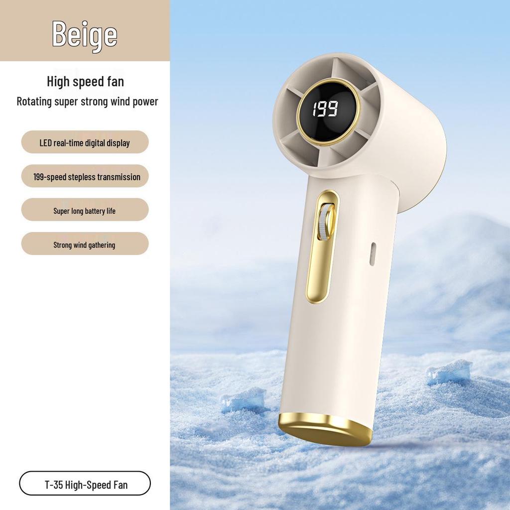 High-Speed T35 Mini Handheld Fan: USB Rechargeable, 100 Adjustable Speeds, Compact and Powerful