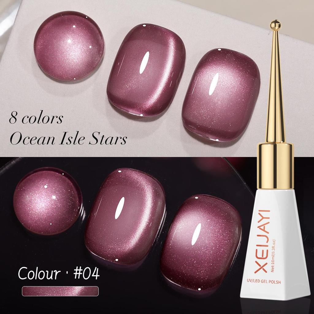 Galaxy Starlight Ice Blue & Purple Cat Eye Sea Glass Crystal Manicure Gel 2025