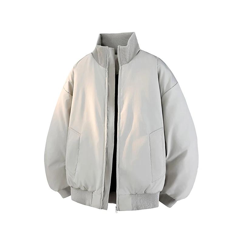 Autumn Men Harajuku Jacket Men Loose Parkas Jacket Winter Men Soild Color Casual Coats Male Outerwear Black Cotton Padded Jacket