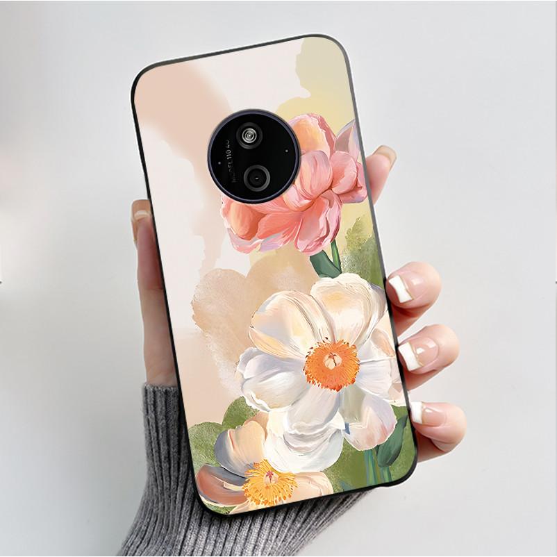 Printed Phone Case For Nokia 110 4G 2024/HMD 110 4G/Nokia 125 4G 2024 Soft Silicone Black Shell Cover Cute Flower Cartoon Casing