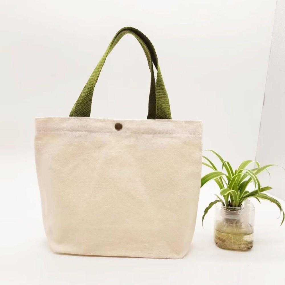 New With Buckles Hand-held Canvas Bag Mini Solid Colors Lunch Box DIY Pattern Tote Bag Daily Use