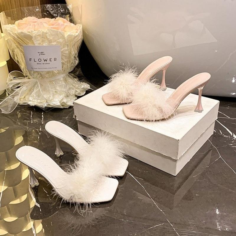 Fairy style slippers wear new summer models, fine heels, high heels, elegant open-toed cool slippers
