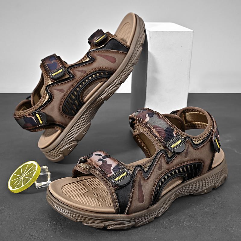 

Летние новые классические мужские сандалии для улицы, отдыха на пляже, отпуска. Легкая мужская обувь, дышащая для ходьбы, больших размеров 38-46 46 коричневый