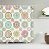 Bohemian 3D Shower Curtain, Indian Mandala Flower Green Blue Chic Color Modern Pattern Bathroom Fabric Home Decor Shower Curtain