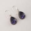 Iolite Gemstone 925 Sterling Silver Handmade Bezel Set Earrings 1.5" Partywear Earrings Jewelry AEE-2-9