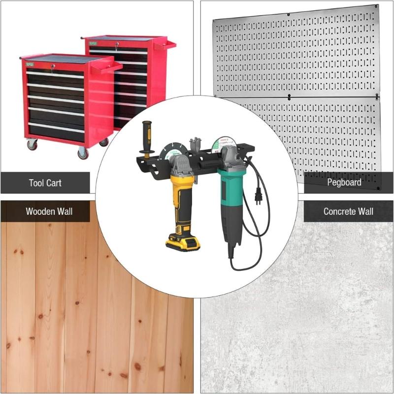 Space Saving Designs Wall Mounted Grinder Wall Storage Brackets with Sturdy Carbon Steel Materials Construction