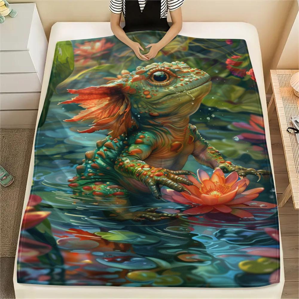 1 pièce Couverture en Flanelle Imprimée Dessin Animé, Haute Qualité Confortable pour Toutes les Saisons, Décoration de Maison, Chaleur et Confort, Parfait pour un Cadeau de Noël ou d'Anniversaire