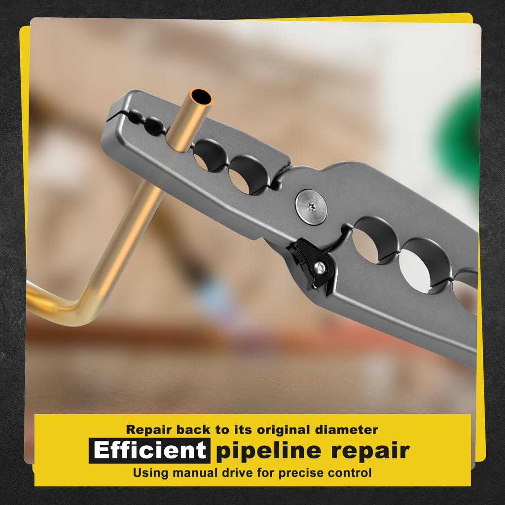 Copper Pipe Repair Pliers 6 Hole with Extended Lever Arm Tube Rounder Tubing Bender 1/4 3/8 1/2 5/8 3/4 7/8 Inch Manual Pliers