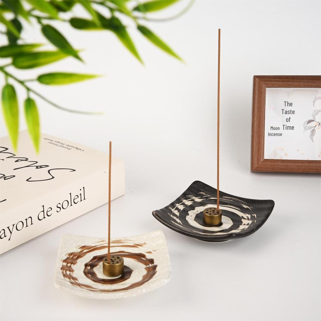 Zen Style Wabi-Sabi Square Ceramic Incense Holder Tray