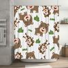 Adorable Monkey Bears Shower Curtain Waterproof Fabric Decorative Bathroom Window Covering For Kids Bath Room Green Leaf Print