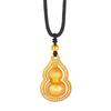 Gold-Plated Brass Rotating Mantra Gourd Pendant Necklace - Unisex Gift