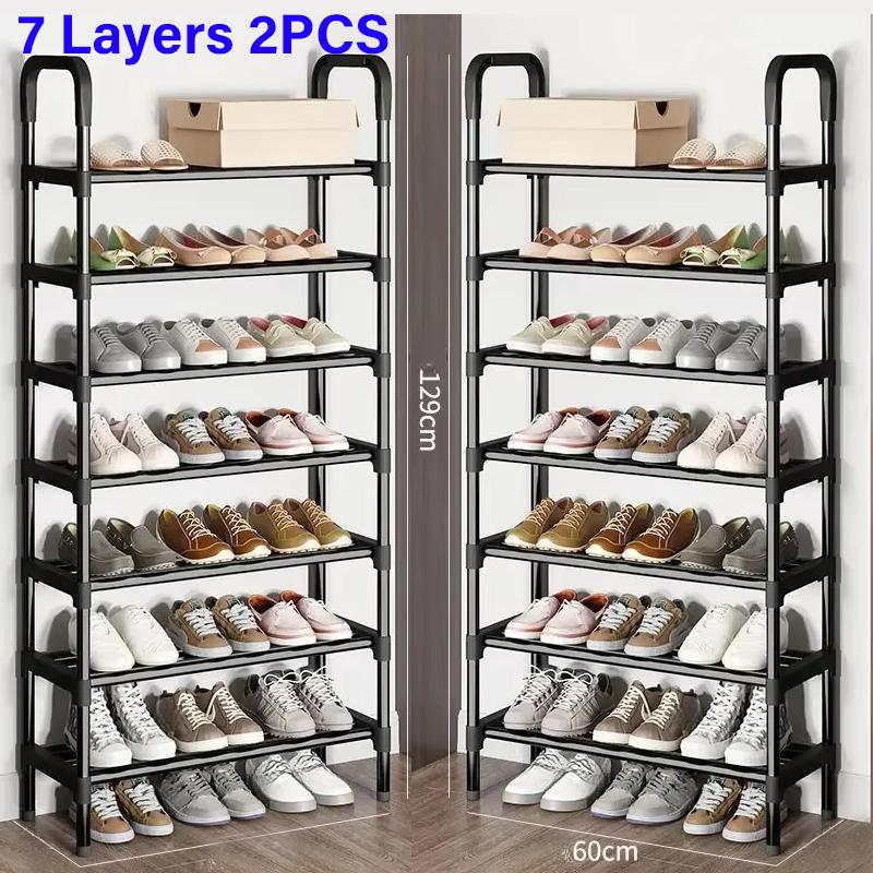 Simple Multiple LayersShoe Rack Multi-purpose Storage Cabinet Black Shoe Rack Shelf Save Space Living Room Shoe Storage Rack