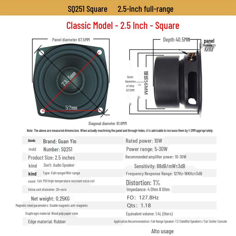 Mini Guan Yin HiFi Breitbandlautsprecher - Erhältlich in den Größen 2", 2,5", 3", 4", 5" und 6,5".