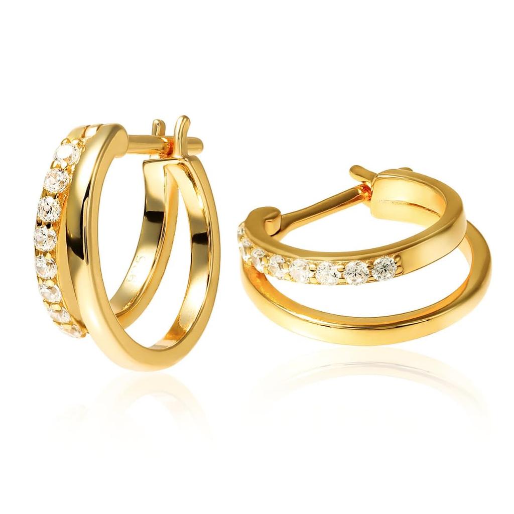 metal ring hoop gold [Berimo] Earrings, allergy-friendly, women's earrings, earrings, zirconia, simple, stylish,