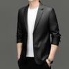2024 Men's Casual Leather Blazer – Trendy Spring/Autumn Jacket for Middle-Aged
