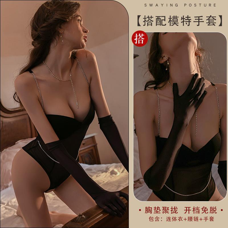 Sexy Lingerie Sexy Small Breasts Seduction Onesie Women Open Crotch Passion Perspective Hot Slim Uniform 6778