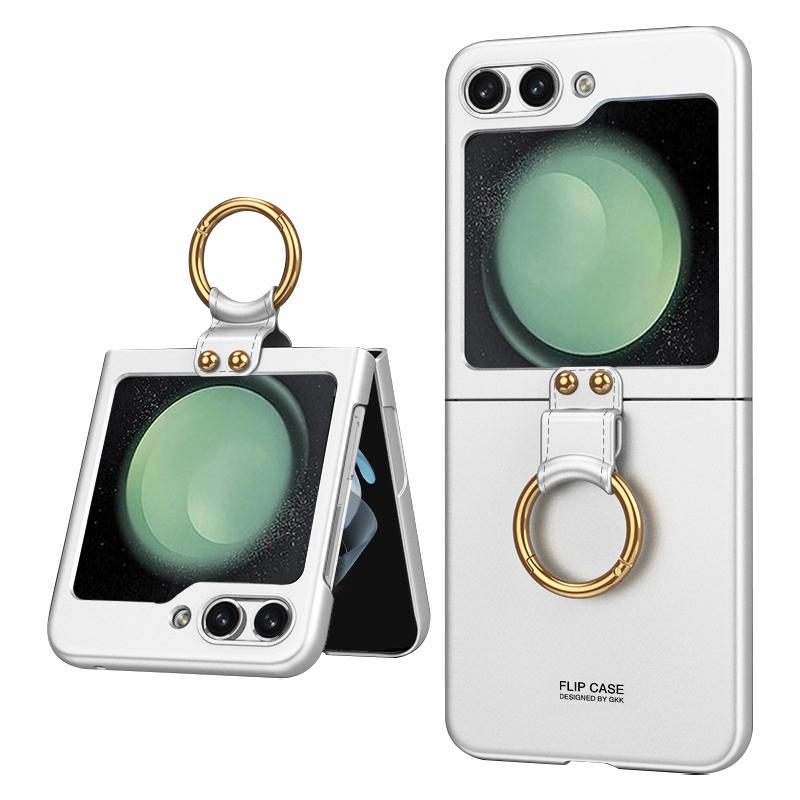 

GKK Shockproof Case for Samsung Galaxy Z Flip5 5G Slim Hard PC Phone Cover with Ring Strap Silver