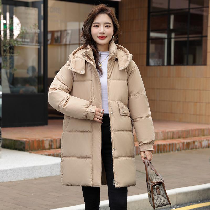 Down cotton jacket women's 2025 new mid-length fashion loose thickened mid-length winter cotton jacket jacket