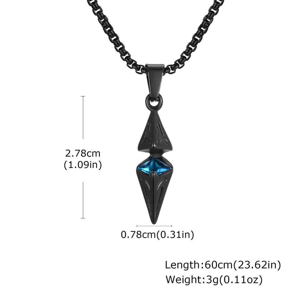 Collane Vnox Eleganti con Pietra Blu per Uomo, Gioielli Collana con Ciondolo Geometrico Cubo in Acciaio Inossidabile, Regali per Festa di Compleanno per Lui