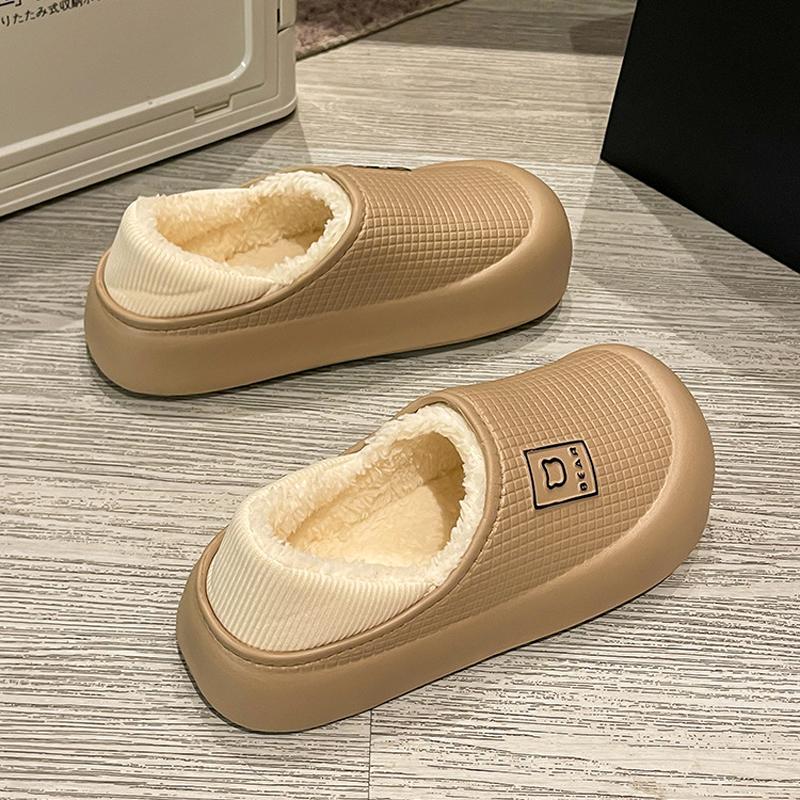 Fashion Litfun Fluffy Women's Cotton Slippers Platform Slip On Indoor Slides Furry Warm Home Slides Waterproof Non-slip Women's Slippers