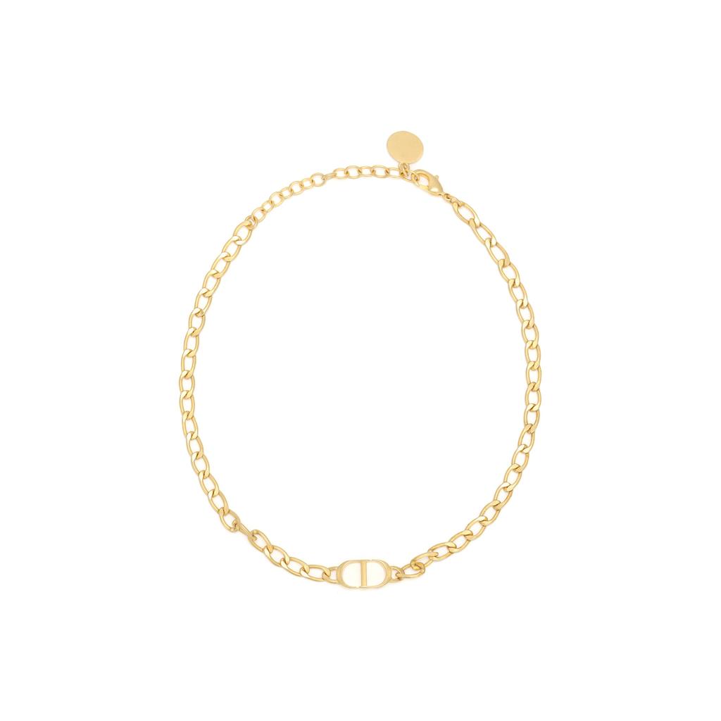 Dior Klasyczna seria naszyjników CD Petit CD Minimalistyczny Codzienny Naszyjnik Naszyjnik damski Złoty N1296PTCMT-D300