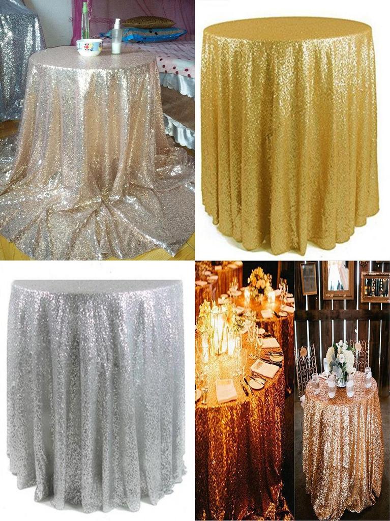 Elegant And Shimmering Sequin Tablecloth 48'' Round For Wedding And Dining Tables