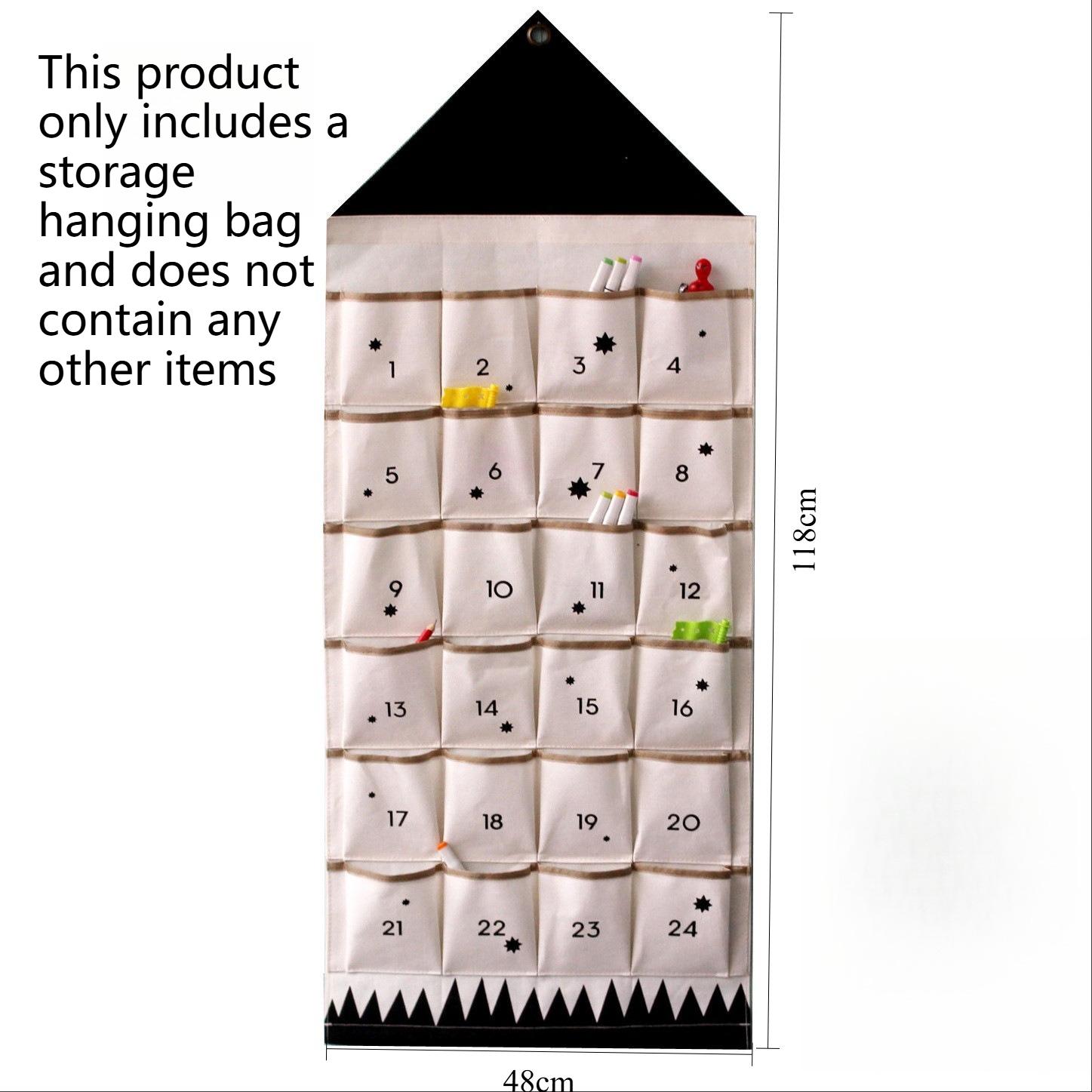 

Wall mounted storage bag watercolor pen remote control small item storage bag bedroom office door Christmas storage hanging bag 24 squares чорний білий колір
