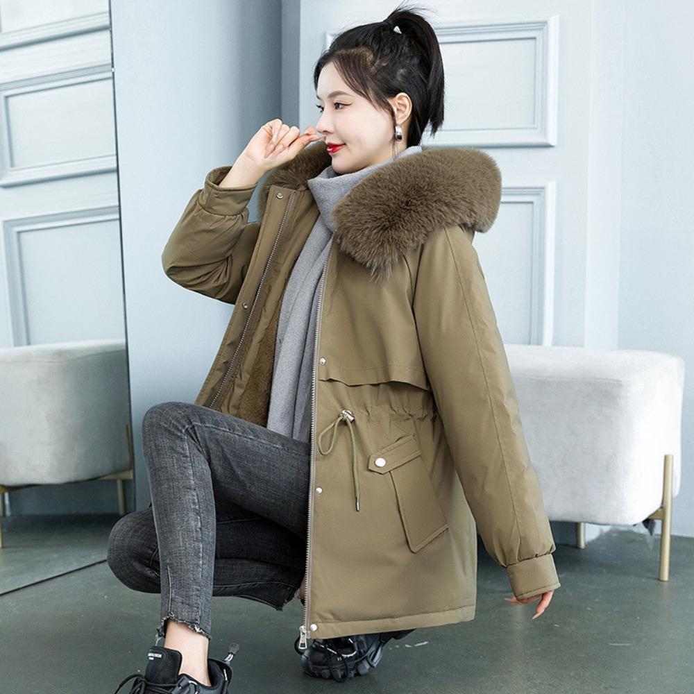 The New Pie Overcomes the Coat for Women's Medium and Long Korean Version of the Waist Cotton-padded Jacket with Down Cotton-padded Jacket.