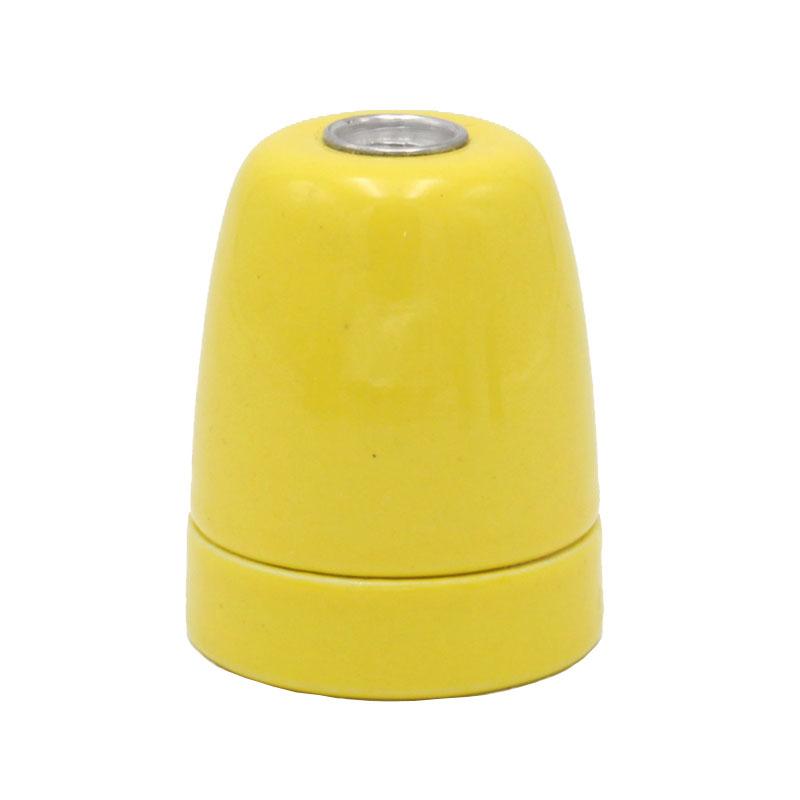 

110-240V Porcelain Lamp Holder E27 Light Socket Ceramic Screw Bulb Base Holder 1 Piece жовтий