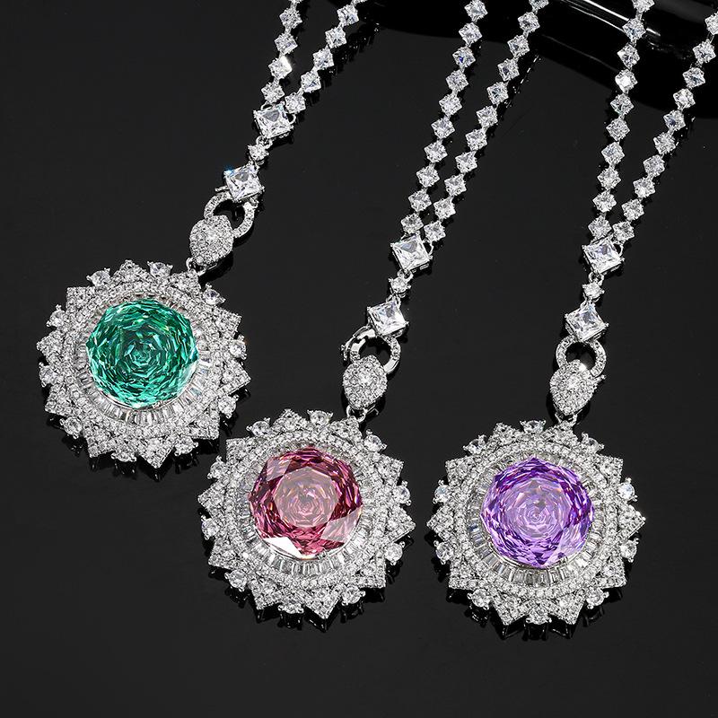 Jewelry Copper Bottom Gold-Plated Rose Chepala Green Sunflower Pendant Main Stone 18Mm