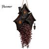 Gothic Plant Pot for Porch Halloween Hanging Planter Indoor Outdoor Use, Bat Cat Witch Raven Decorative Home Accessory Holder, Spooky Wall Mounted