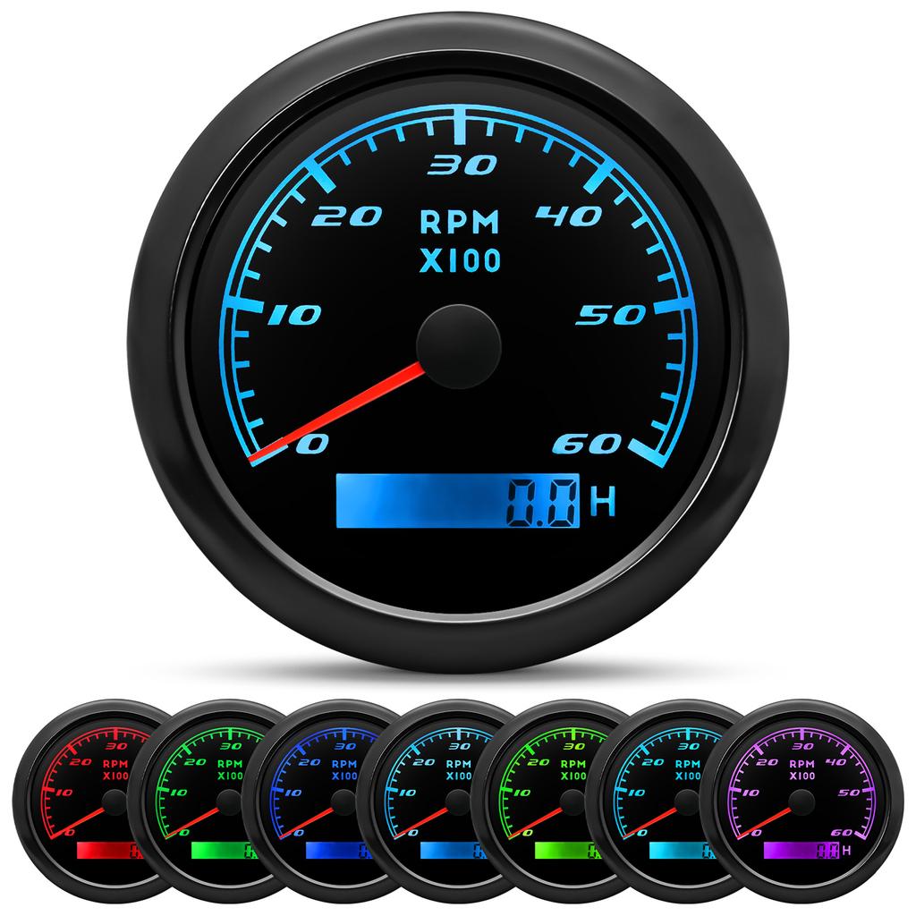 85mm Auto Tachometer 6000 RPM 8000 RPM Meter Waterproof Marine Tacho Gauge Sensor Boat rpm Diesel Engine Tachometer 9-32V