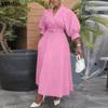 VONDA S-5XL Women V Neck 3/4 Sleeve Slim Waist Elegnat Casual Maxi Dress