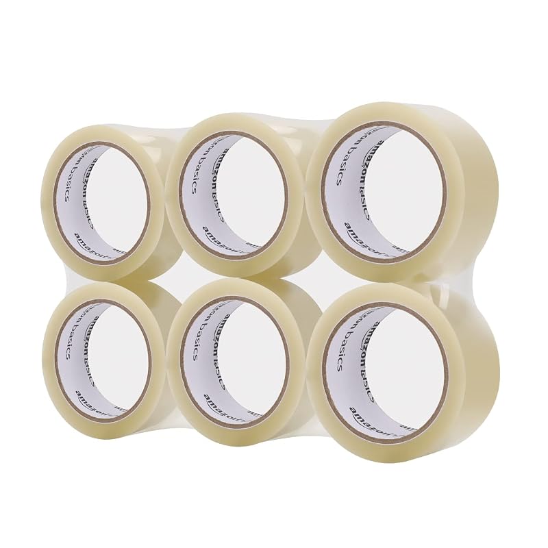 Amazon Basics Clear Packing Tape, 48mm X 66m, 0.05mm Thickness, 6 Rolls