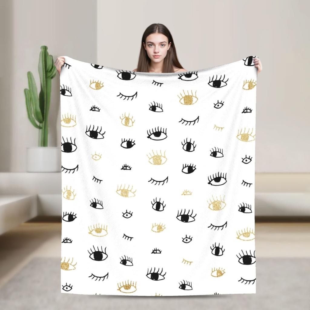 Beauty Eyelash Blanket Cartoon Fuzzy Vintage Warm Throw Blankets for Home Restaurant Decoration