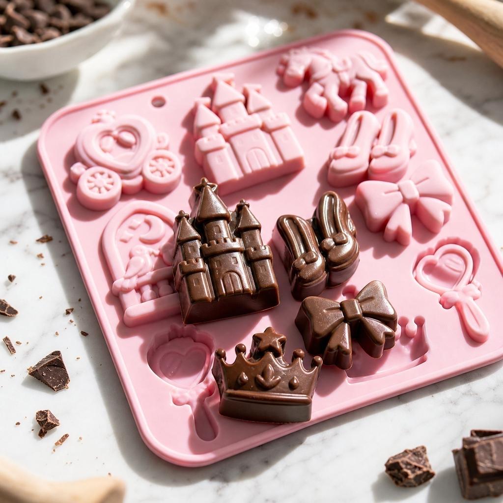 Silicone Candy Chocolate Mold Ice Cube Tray Baking Mold with Princess Castle Unicorn and Various Shapes for DIY Confectionery and Baking