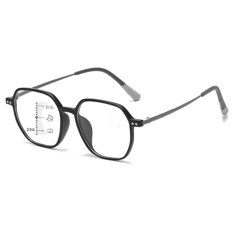 Retro Classic Square Frame Multifocal Reading Glasses Women Men Anti Blue Light Far Sight  Eyeglasses   Diopter