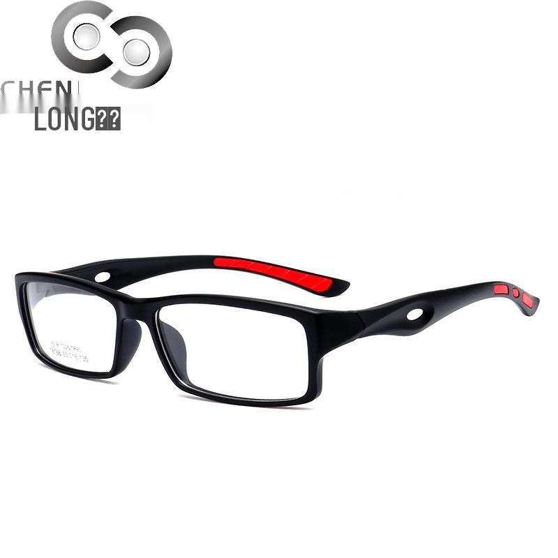 

Спортивные комфортные очки TR90: Квадратная оправа, узкий ободок, противоскользящие силиконовые заушники, оптические очки 18166. Black Frame Orange Temple